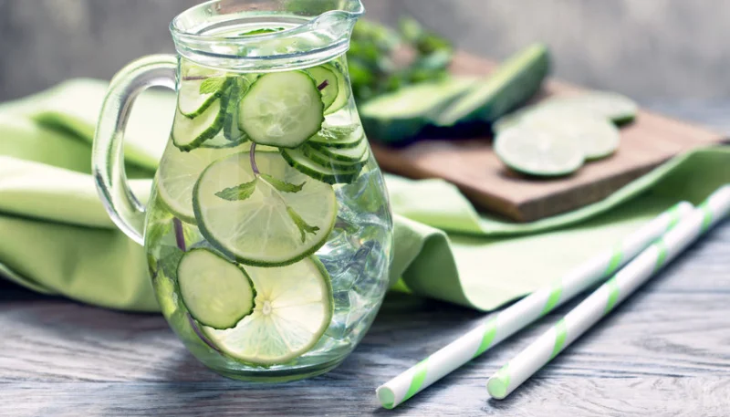 Boisson minceur aux concombre, citron vert et menthe