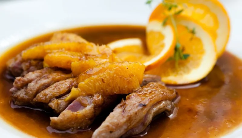 Canard à l'orange et au miel