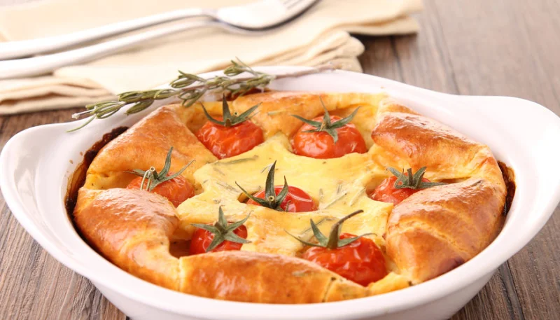 Clafoutis de tomates au crabe