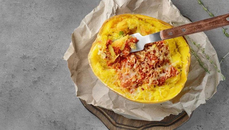 Courge spaghetti façon carbonara