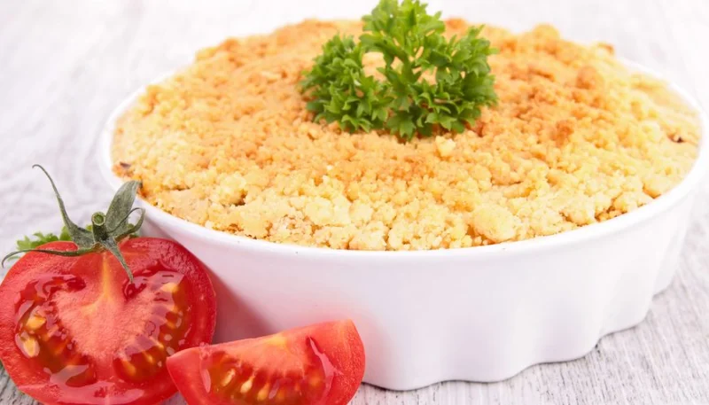 Crumble de courgettes et tomates confites