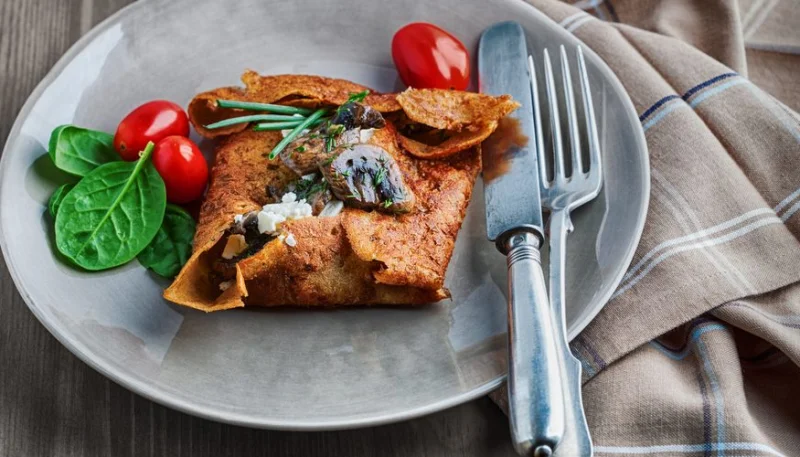 Galettes de sarrasin aux champignons et chèvre