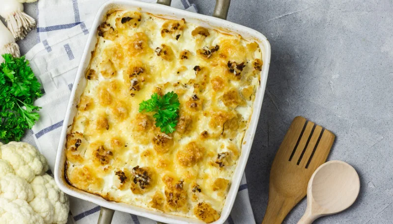 Gratin de coquillettes au brocoli et chou-fleur