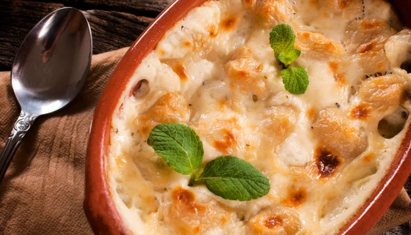 Gratin de gnocchis au saumon