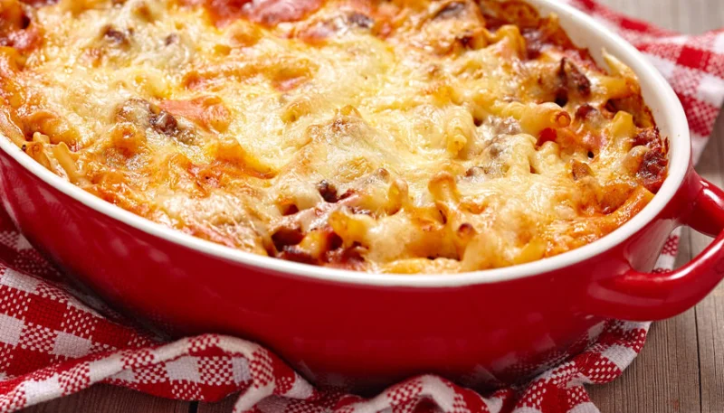 Gratin de pâtes au chorizo et mozzarella