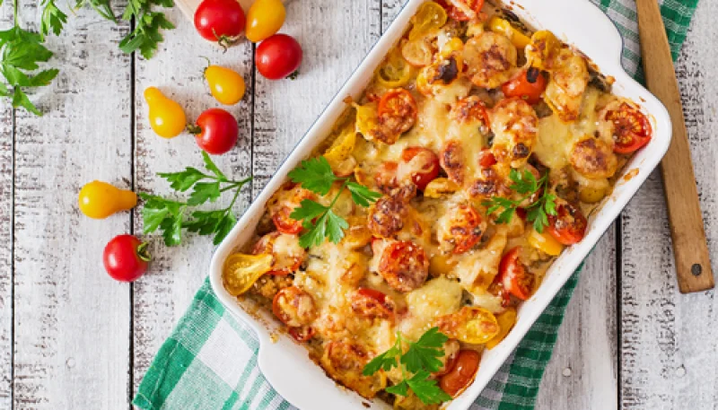 Gratin de pâtes aux tomates cerise