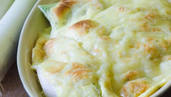 Gratin de poireaux au fromage à raclette