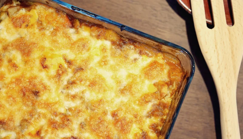 Gratin de riz aux courgettes râpées et au jambon