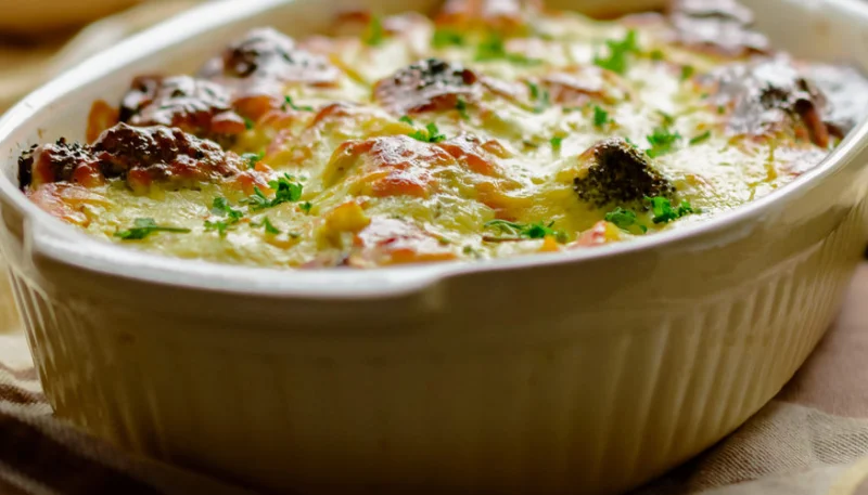 Gratin léger de brocolis au boeuf
