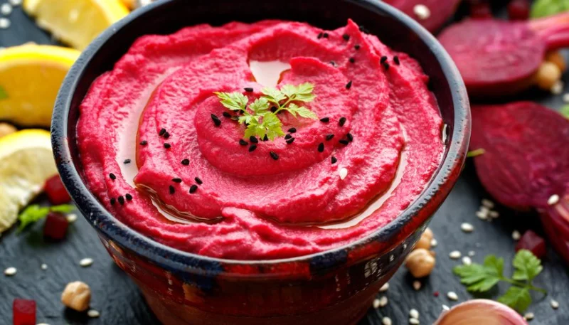 Houmous de betterave rouge
