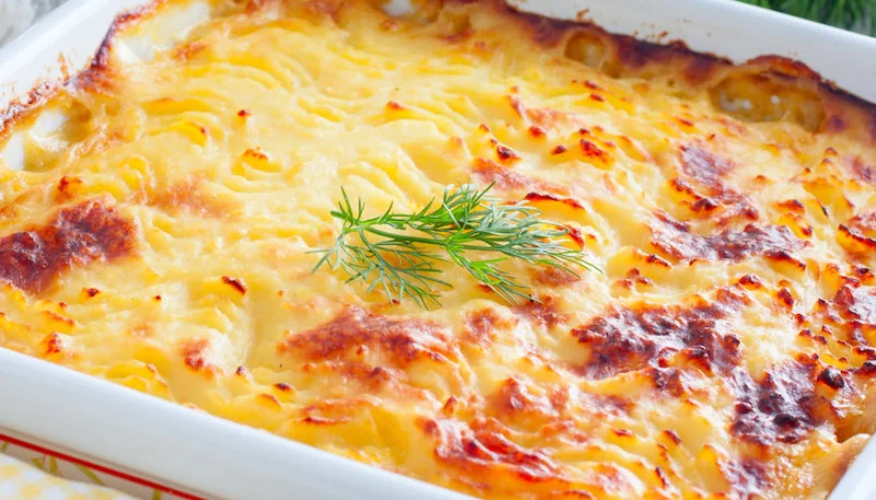 Parmentier léger de saumon au chou-fleur