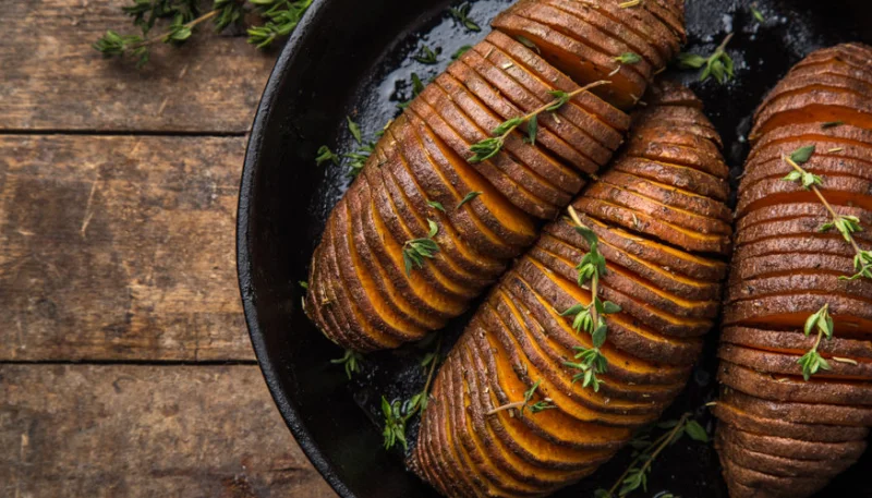 Patates douces façon hasselback