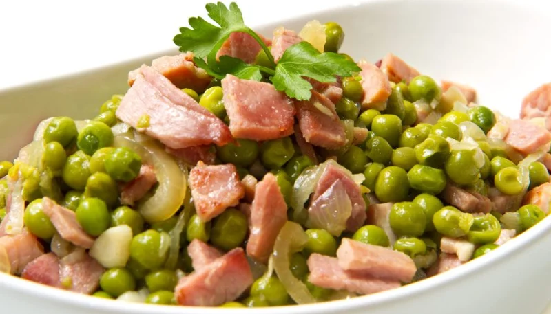 Petits pois frais au jambon