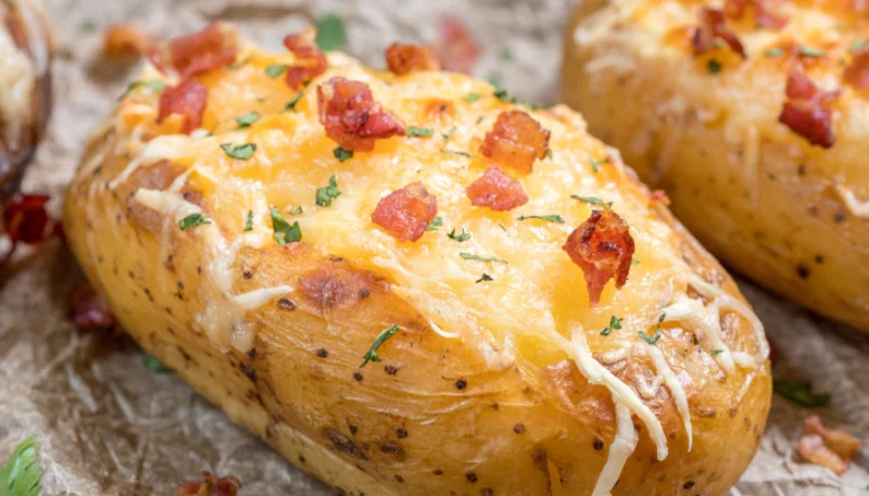 Pommes de terre farcies à la cancoillotte et au jambon