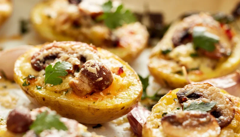 Pommes de terre gratinées fromage et champignons