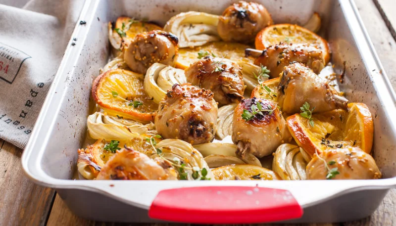 Poulet rôti au fenouil et clémentines