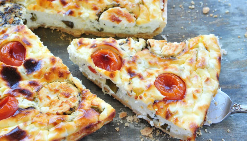 Quiche aux courgettes, chèvre et tomates cerise