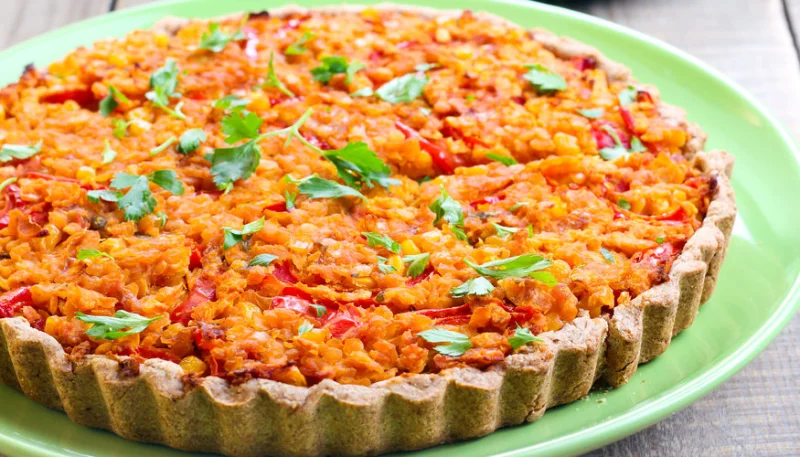Quiche aux lentilles corail