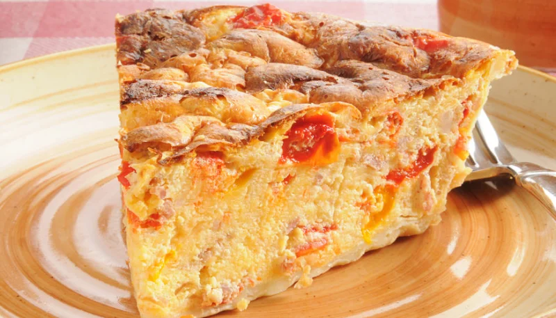 Quiche sans pâte aux crevettes et poivrons