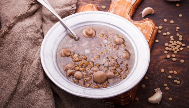 Ragoût de lentilles vertes et champignons