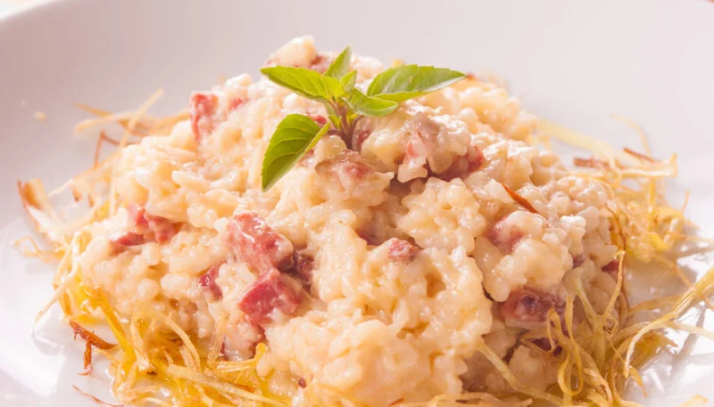 Risotto au bacon et champignons