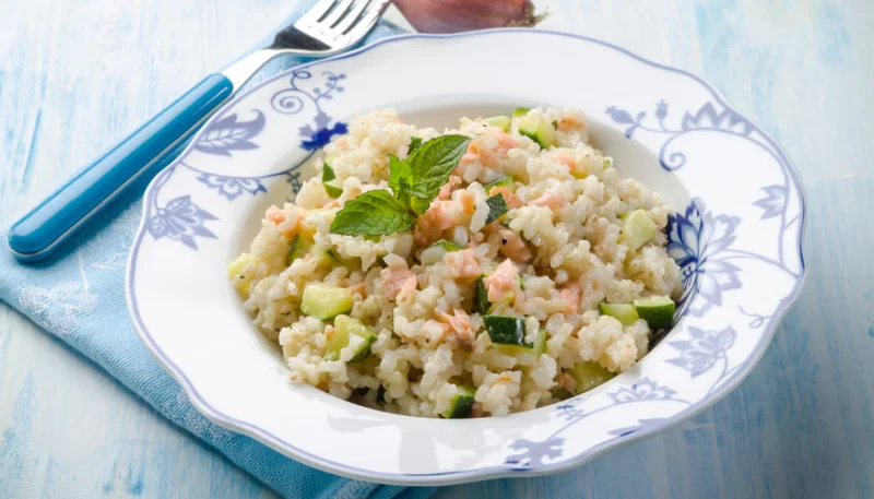 Risotto aux courgettes et saumon