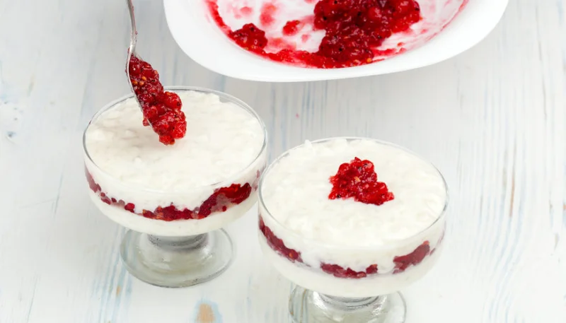 Riz au lait aux framboises