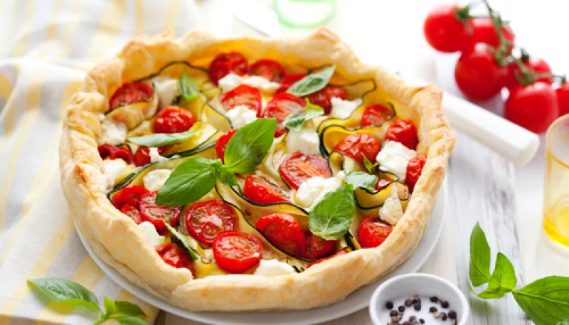 Tarte courgette, tomates cerise et mozzarella