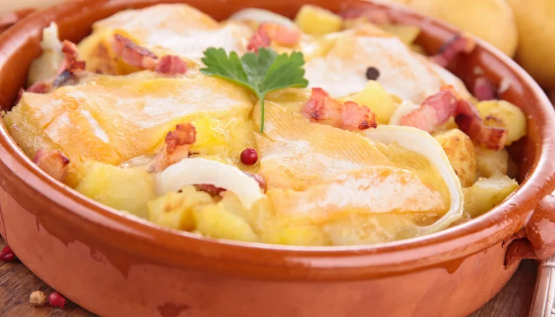 Tartiflette aux poireaux et champignons