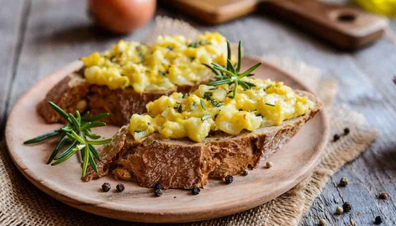 Tartines d’œufs brouillés