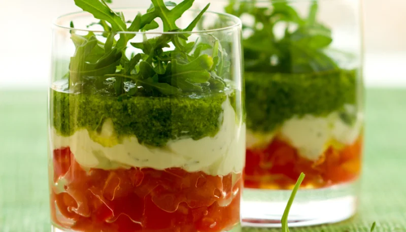 Verrines ricotta-pesto