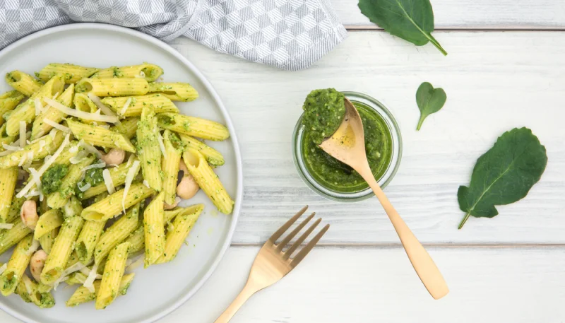 Penne au poulet sauce pesto