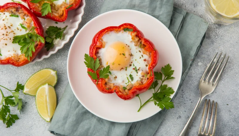 Oeufs en cocotte de poivron