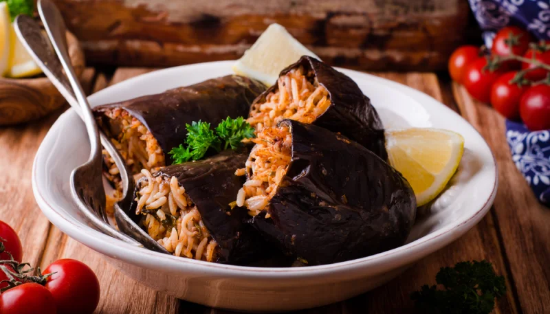 Aubergines farcies au riz