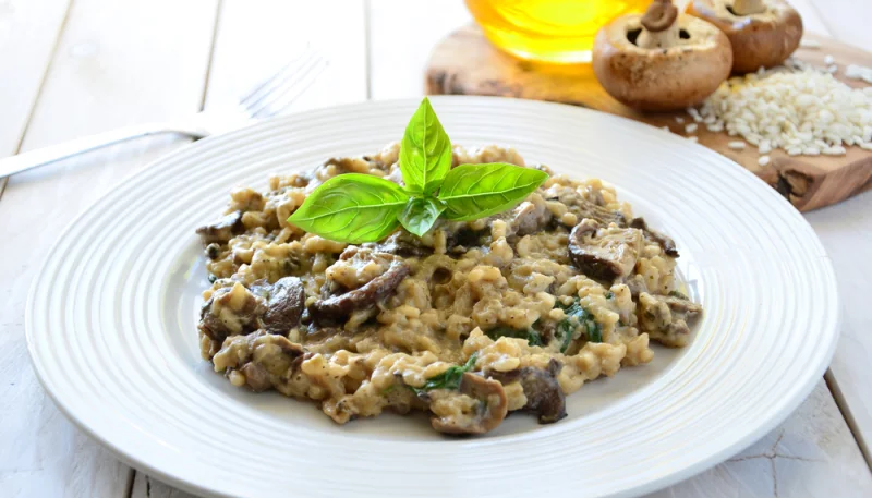 Risotto au foie gras et aux champignons
