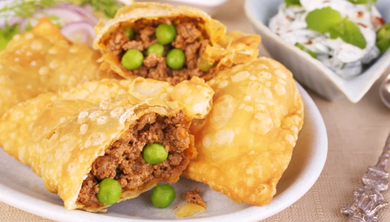 Samoussas au boeuf et petits pois
