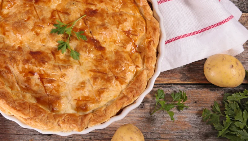 Tourte au céleri, aux pommes de terre et au bacon