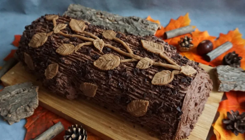Bûche à la frangipane de marrons et au cacao