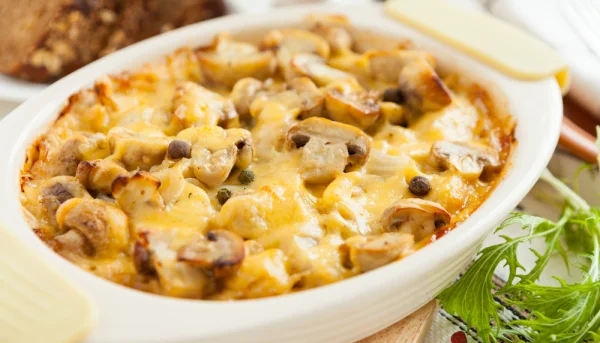 Gratin léger de pommes de terre aux champignons