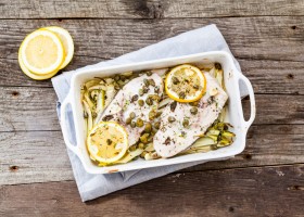 Lotte au citron et aux olives