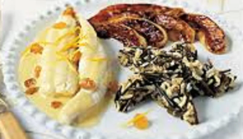 Filets de sole sauce citron et bananes poêlées