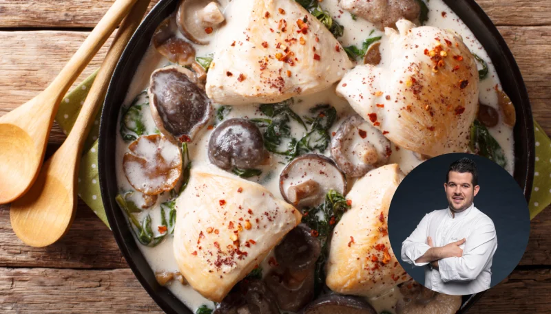 Suprême de Pintade sauce au vin jaune façon Guillaume Pape