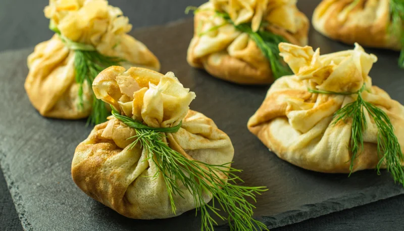 Aumônières de chèvre aux poires