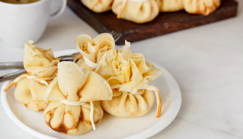 Aumônière de crêpe poire au chocolat