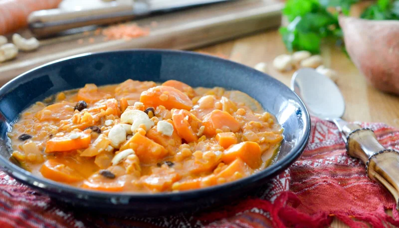 Dahl croquant à la patate douce et carotte