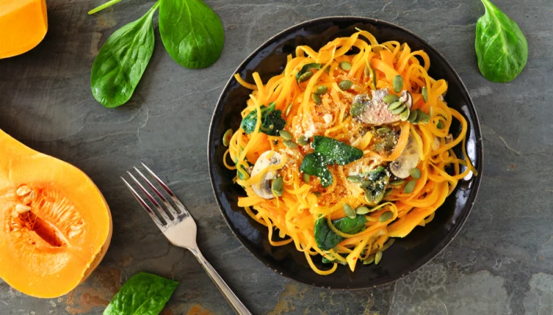 Pâtes aux épinards et à la courge