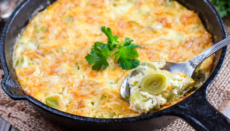 Soufflé aux poireaux et gorgonzola