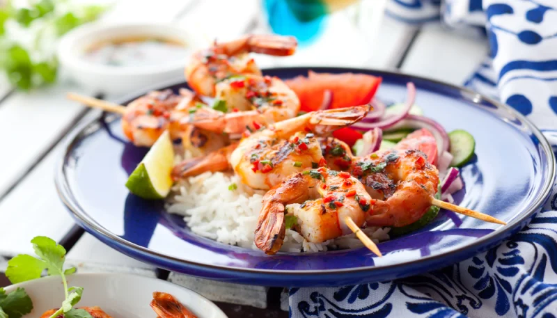 Brochettes de fruits de mer