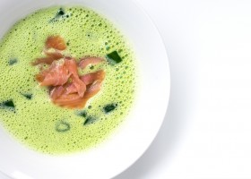 Crème de poireaux au saumon fumé