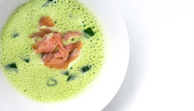 Crème de poireaux au saumon fumé